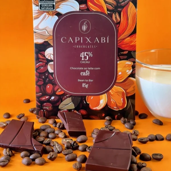 Chocolate ao leite com café 45% cacau 85g Capixabí – café das montanhas capixabas